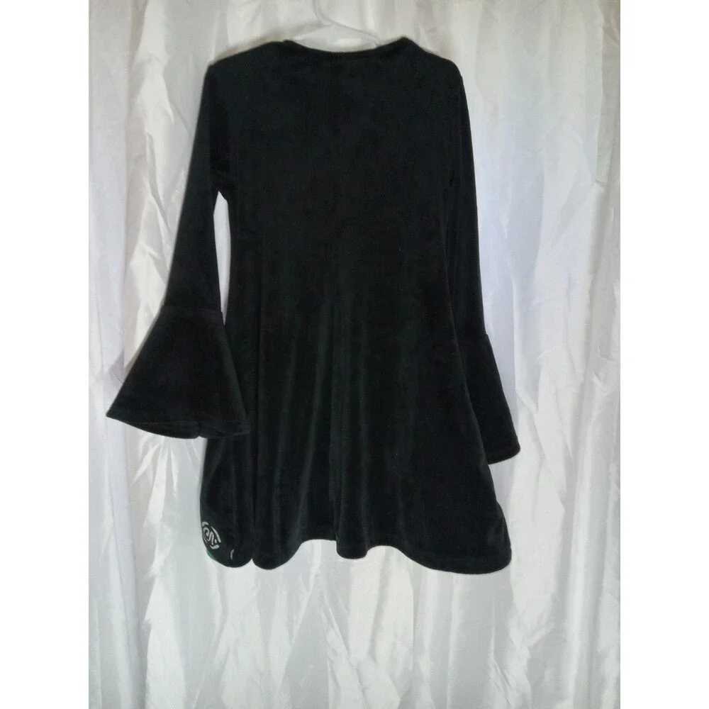 Disney Hocus Pocus Halloween Costume Dress Black/Green Lace-Up S/M Stretch